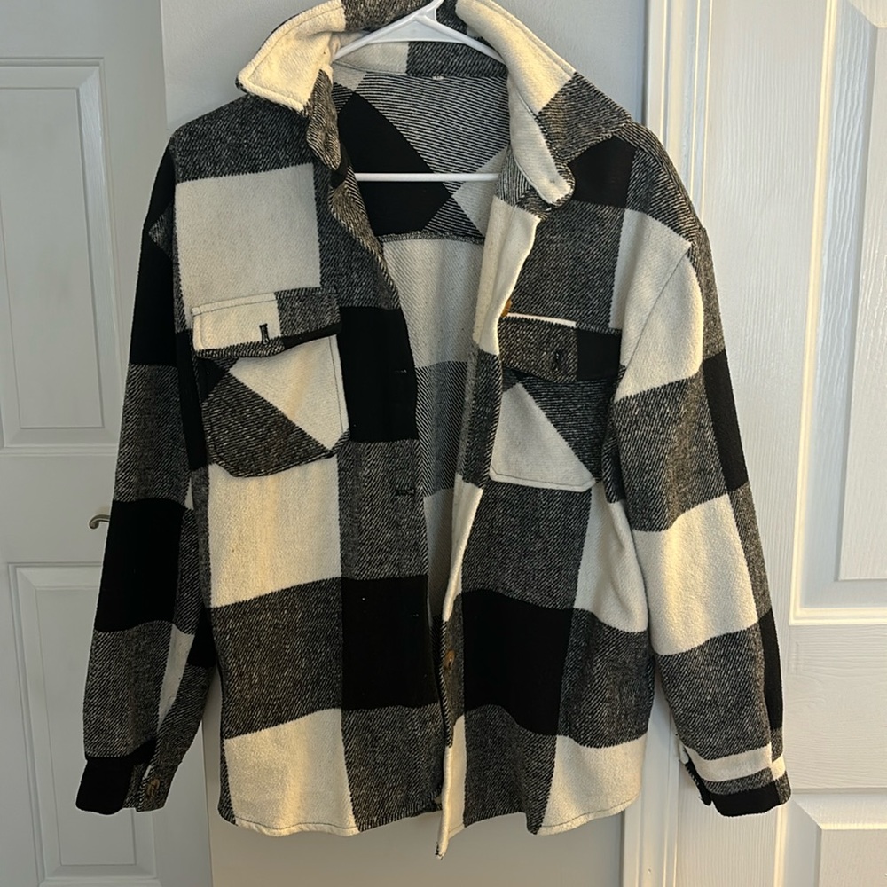 flannel button up coat